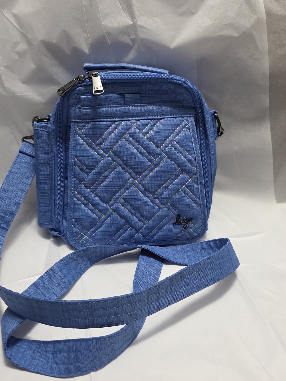 Lug Blue Quilted Crossbody Bag